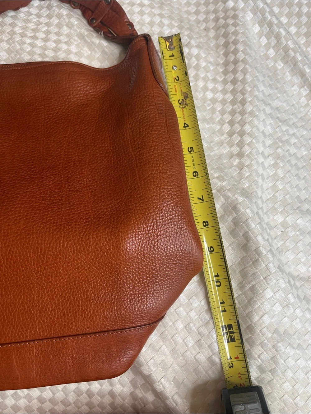 Saks Fifth Avenue Classic Pebbled Leather Shoulder Bag in Chestnut Brown